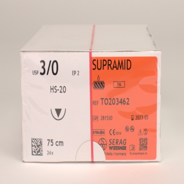 Supramid schw. HS-20 3-0 75cm 2Dtz