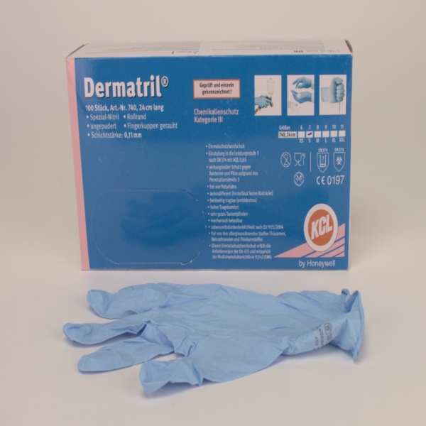 Dermatril Handschuhe blau Gr.7 (S) 100St